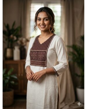 Plain Patch Yok Straight Cut Kurti
